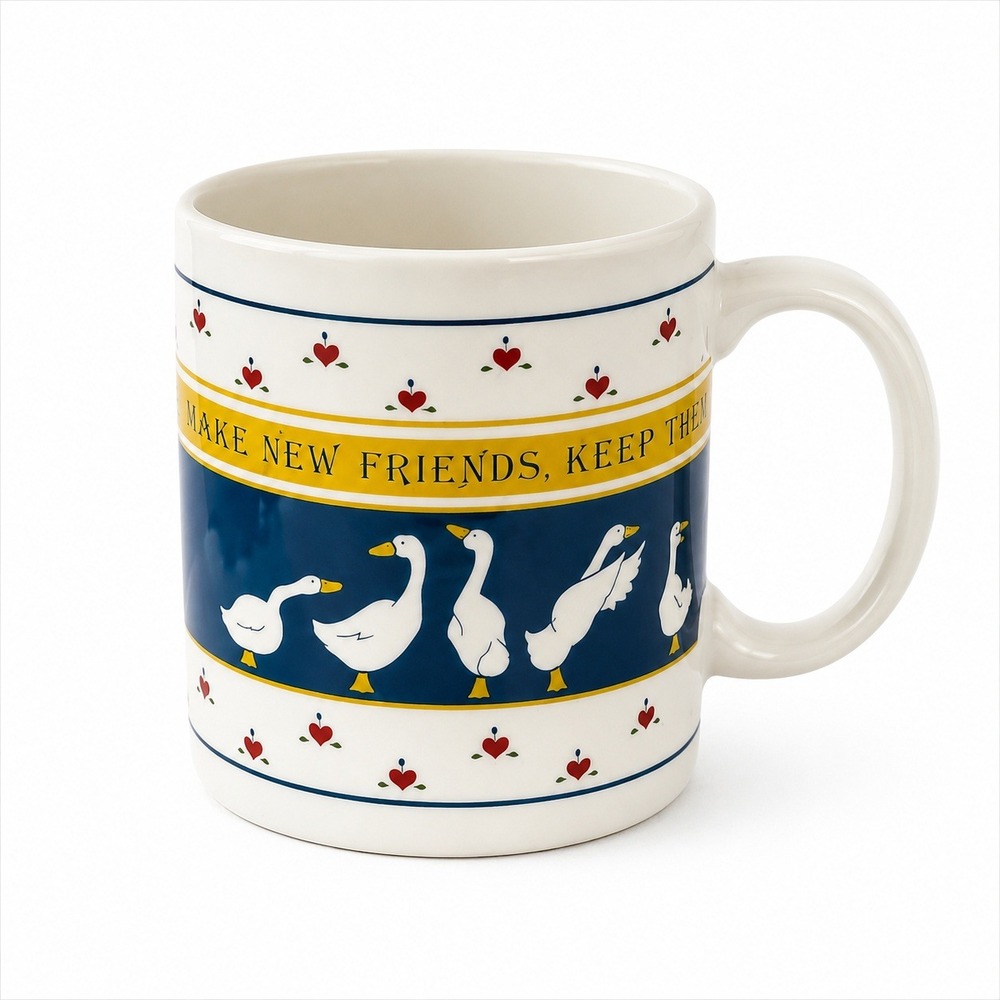Vintage 80s Goose Duck Coffee Mug Geese Country‎ Cottagecore Farmhouse Friend